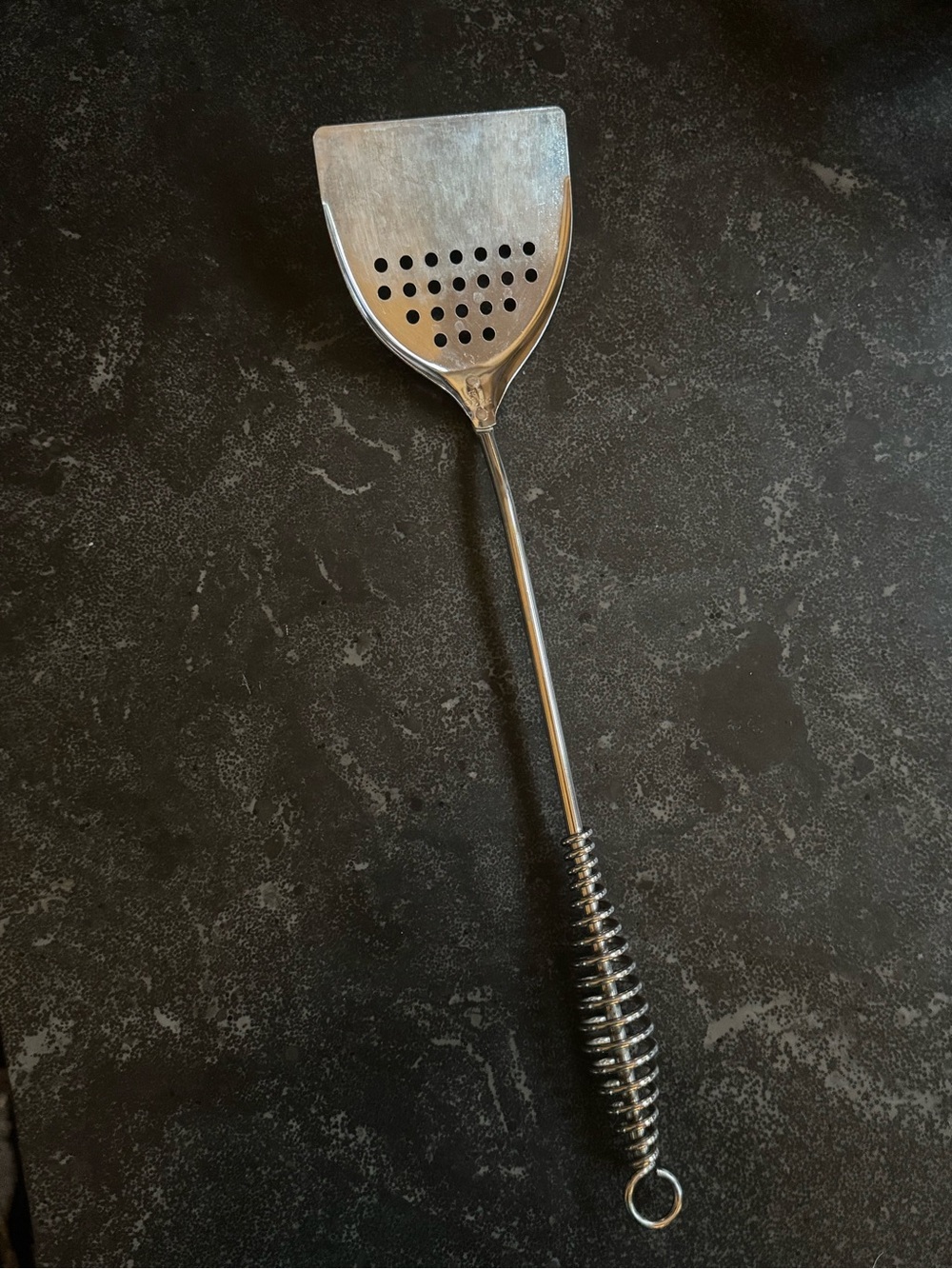 Vintage EKCO Metal Stainless Steel Slotted Turner Spatula Coiled Handle